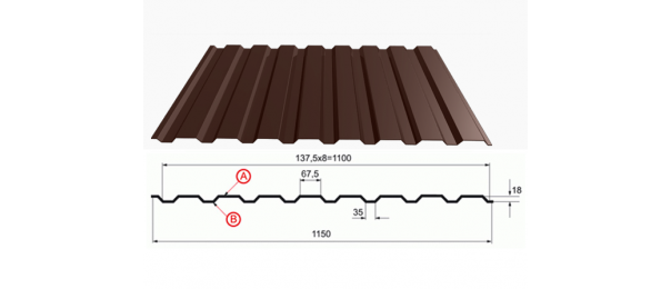 Профнастил коричневый оцинкованный  RAL 8017 С-20 купить недорого в Протвино