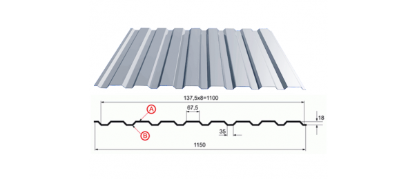 Профнастил оцинкованный С-20 1100x3000 купить недорого в Протвино
